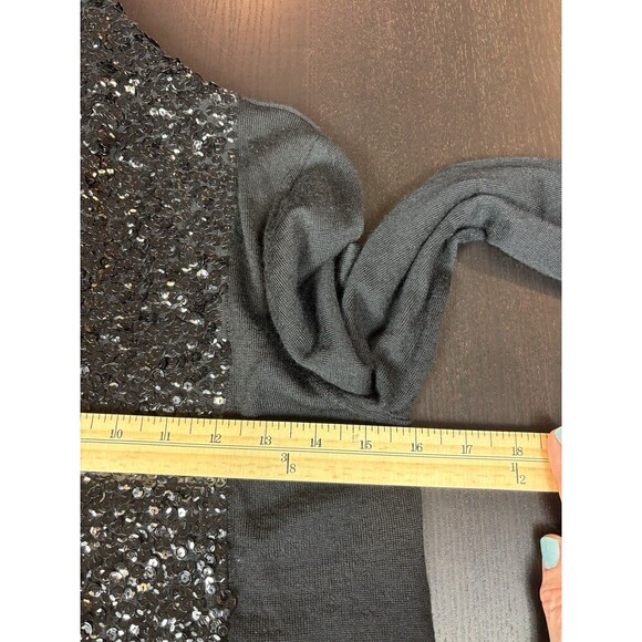 J Crew Wool Cardigan Black Medium Sequin Shawl Neck Cropped Long Sleeve - Picture 7 of 11